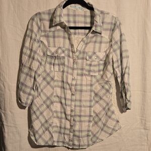 Maurices Green and White Plaid‎ Shirt